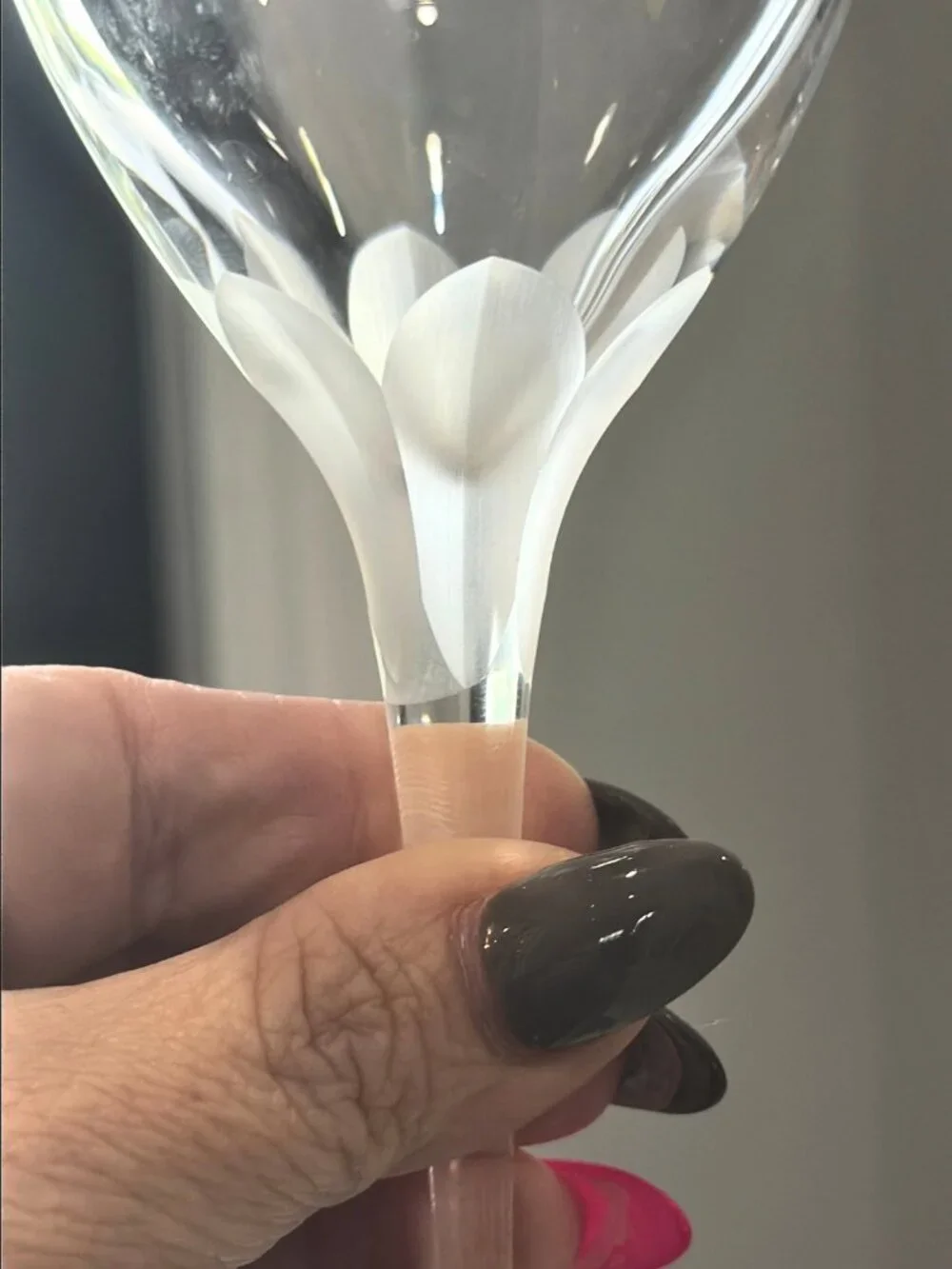 Vintage Set of 5 Rosenthal Lotus Blossom Wine Glasses Frosted Petals Champagne